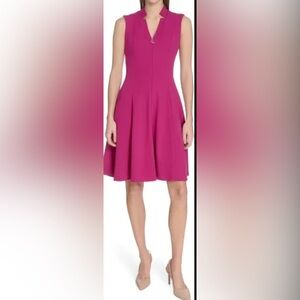 Calvin Klein pink sleeveless V-neck A-line dress business office career
